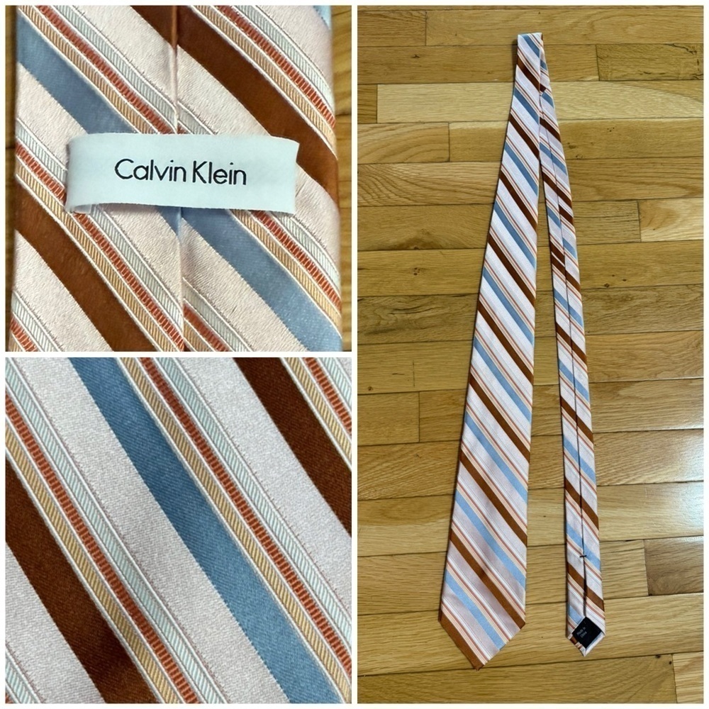 Calvin Klein Men’s Neck Tie Pastel Striped Office Career Wedding Preppy